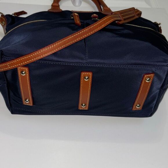 NWT Dooney & Bourke large pocket satchel purse/crossbody blue nylon - Picture 5 of 9